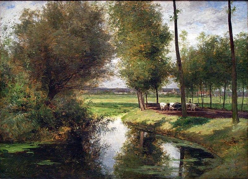 Cesar De Cock Landscape by the River Lys oil painting picture